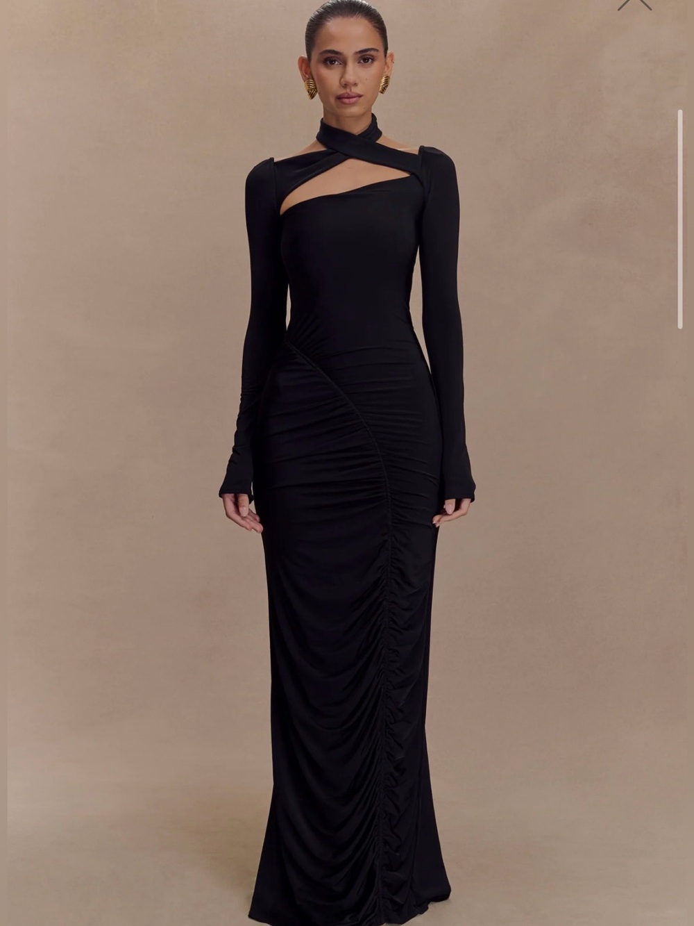 Lyndon Long Sleeve Slinky Maxi Dress - Black NWT